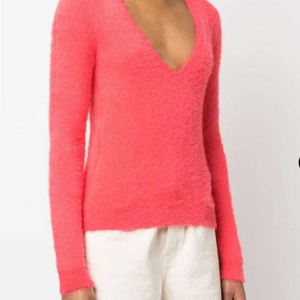 Isabel Murant Etoile Oslo V-Neck Fuzzy Sweater - Pink